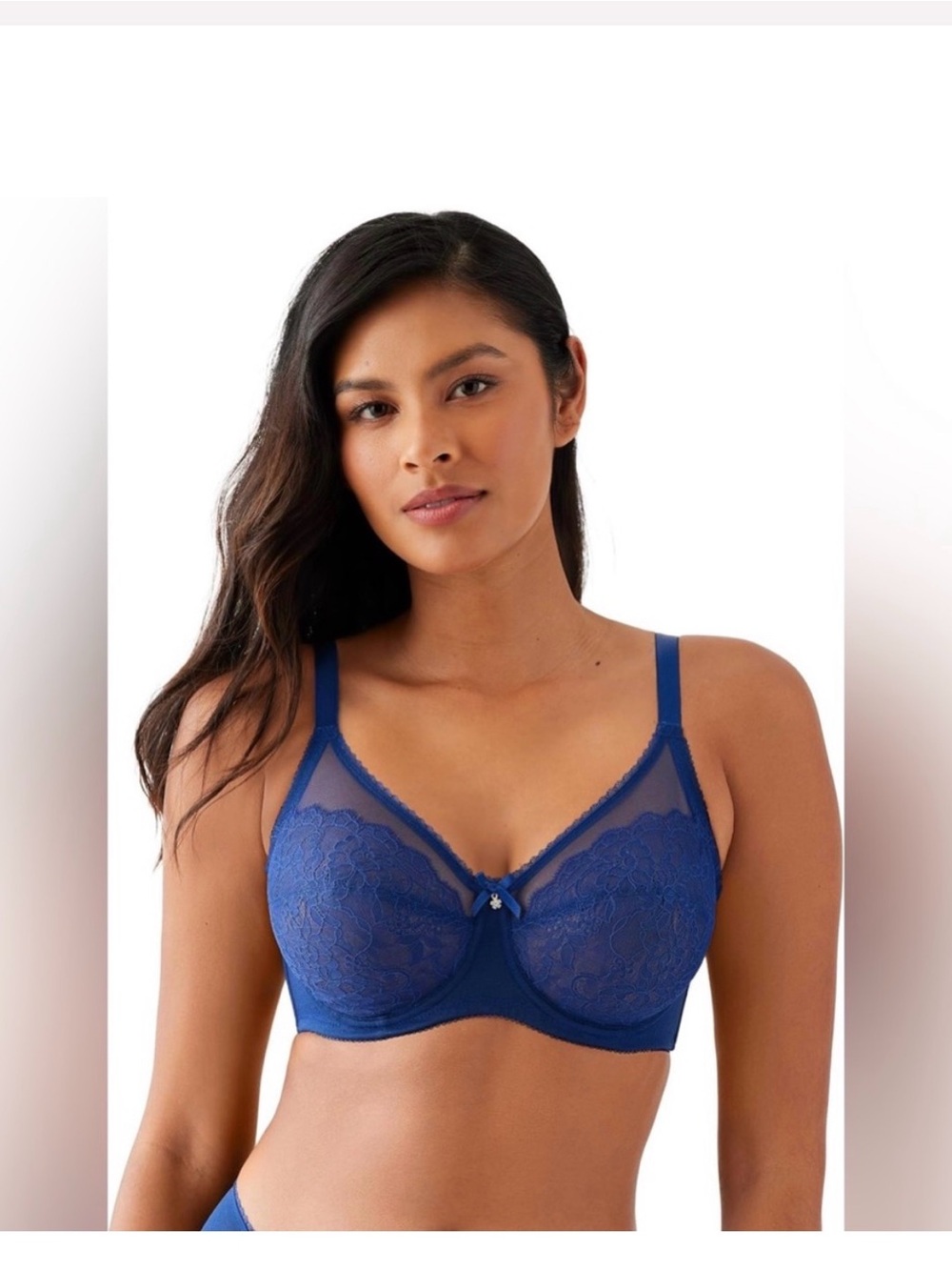 Wacoal Sheer Lace Underwire Trio - White, Navy, Light Blue - Picture 10 of 10